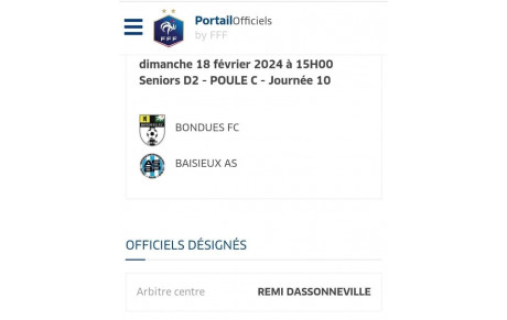 Notre arbitre Rémi en déplacement à Bondues …