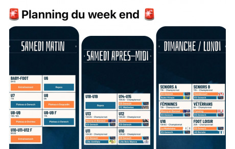 Planning 26 et 27 Avril