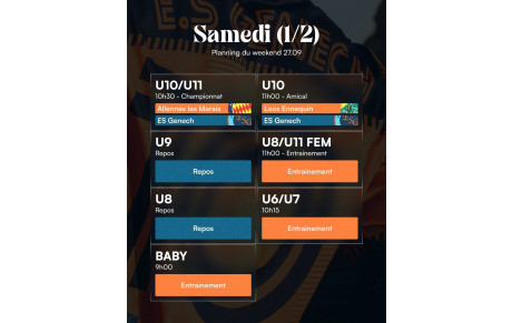 Planning samedi 27 /1